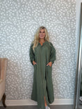 Load image into Gallery viewer, Boho kaftan shirtdress green
