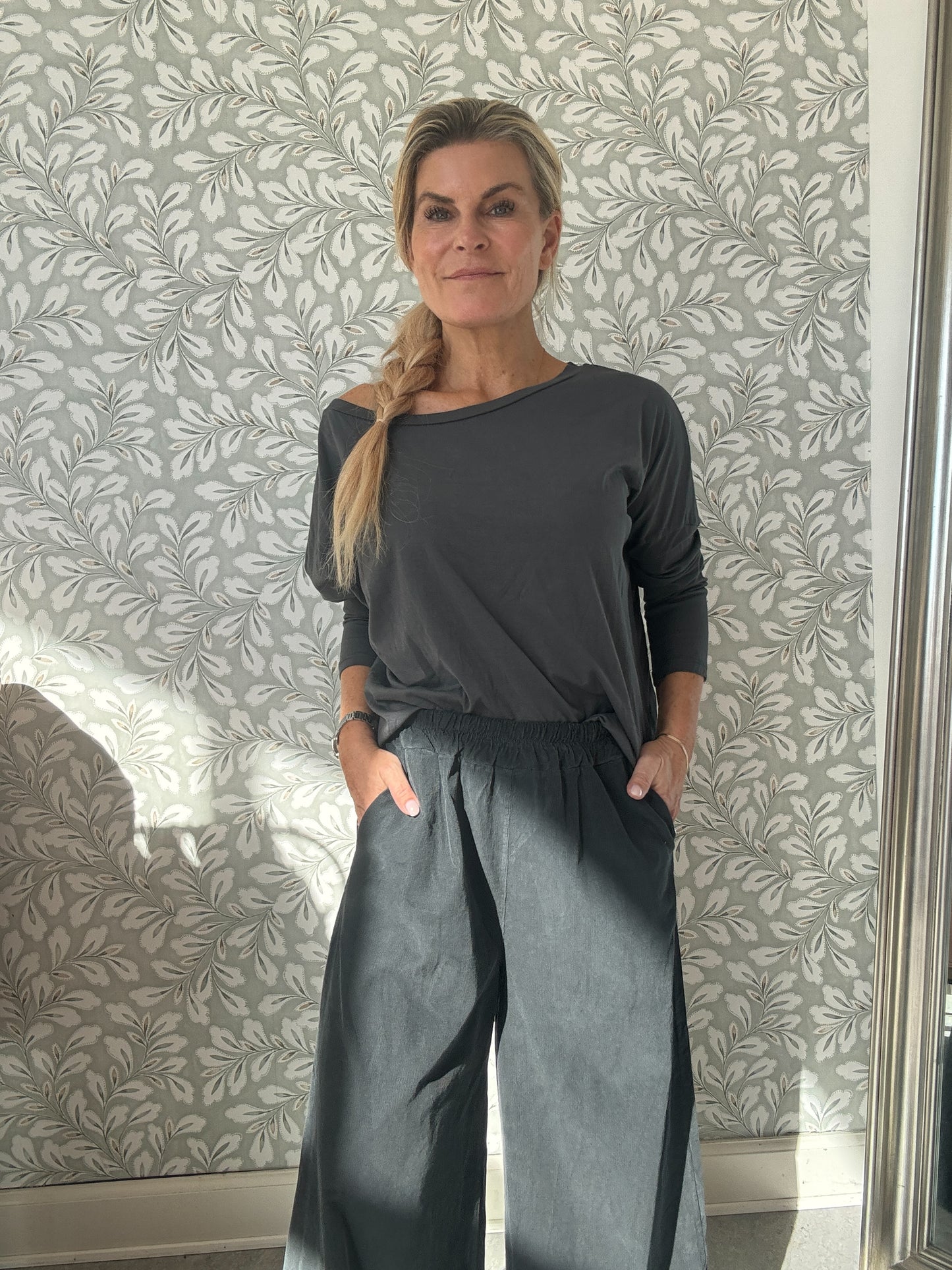 Velvet pants Wide Grey