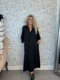 Load image into Gallery viewer, Boho kaftan shirtdress Black