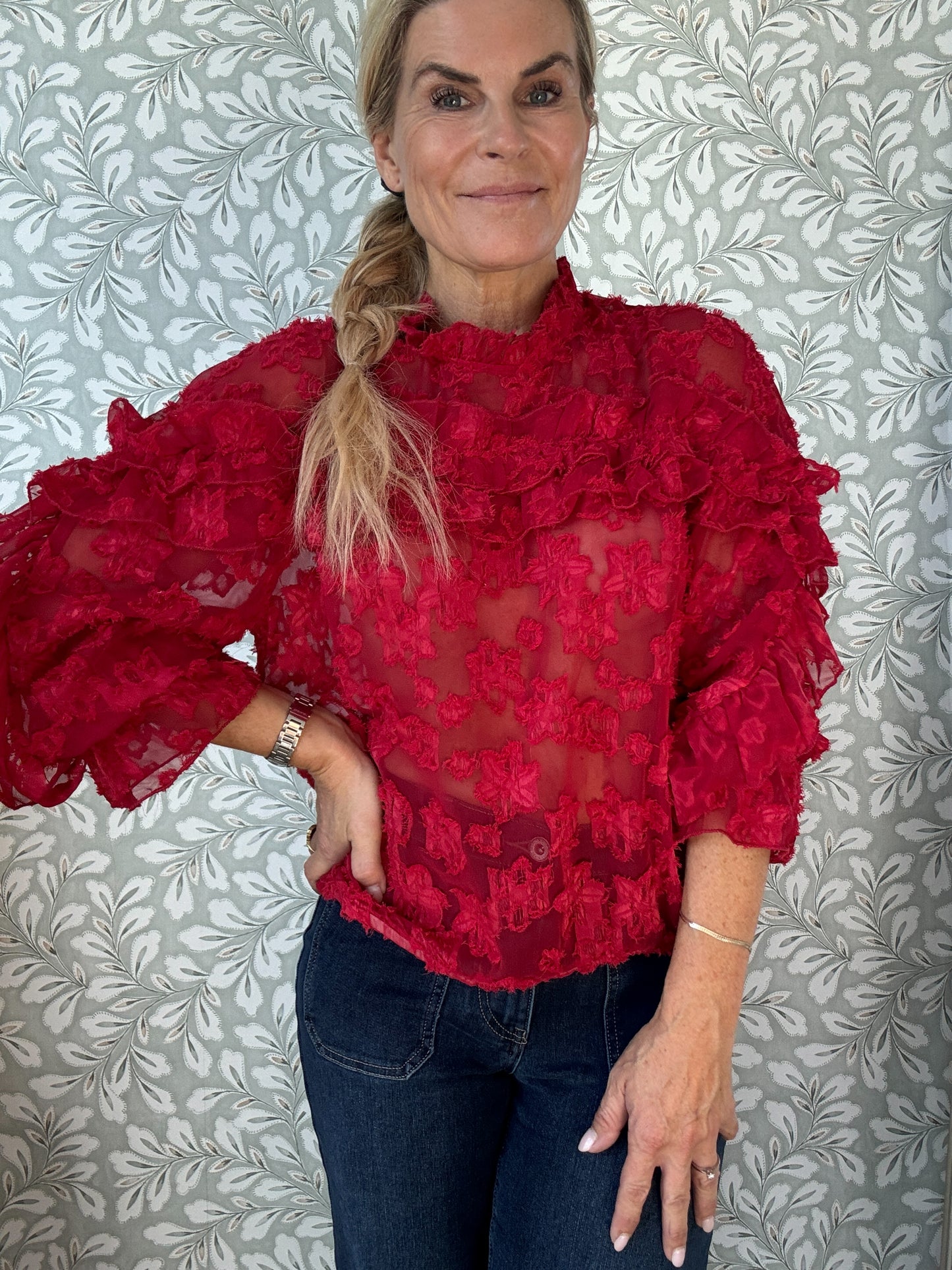 Lace Blouse Red