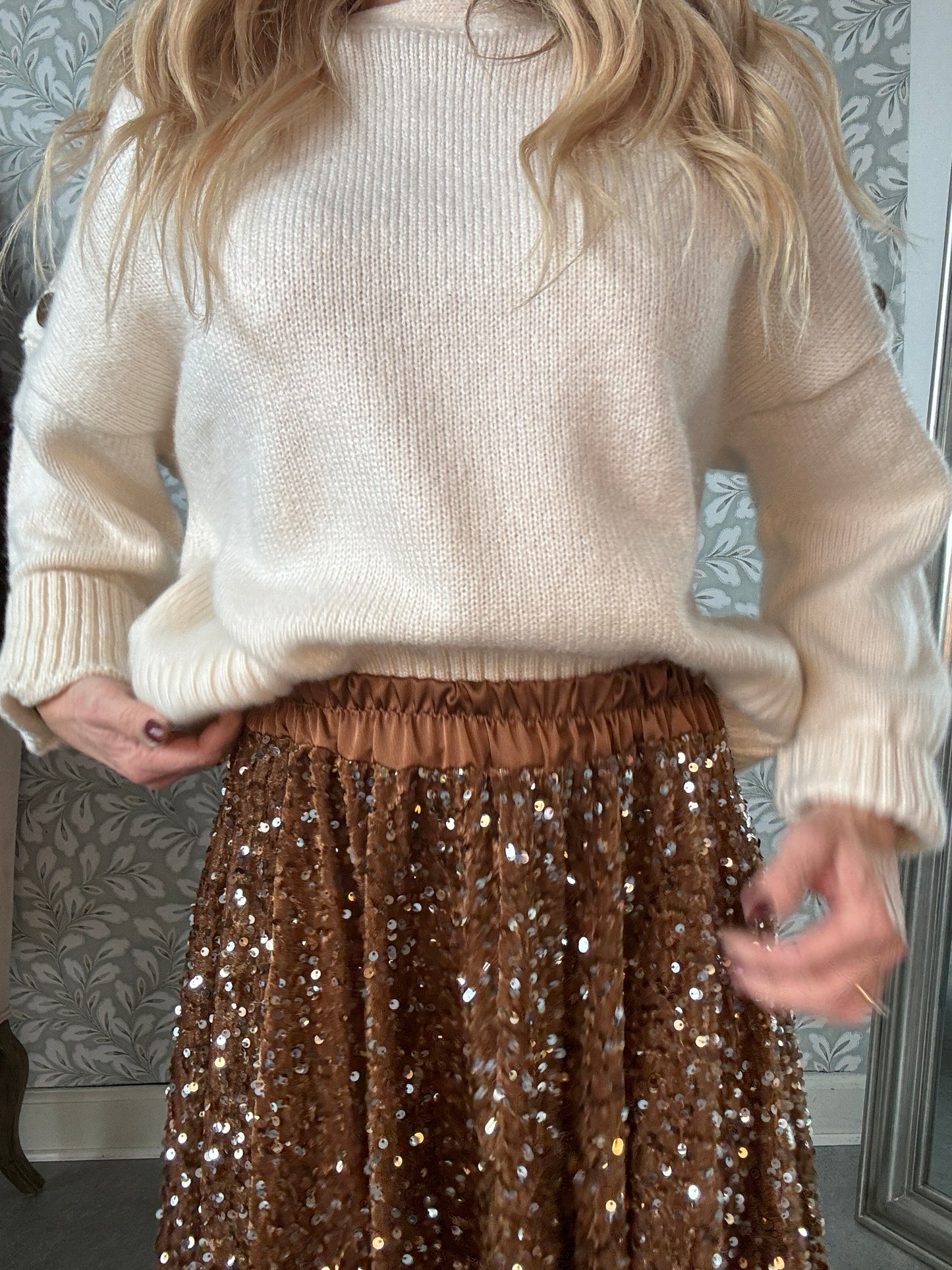 Sequins Skirt Latte