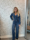 Load image into Gallery viewer, Denim jumpsuit with gold buttons