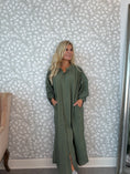 Load image into Gallery viewer, Boho kaftan shirtdress green