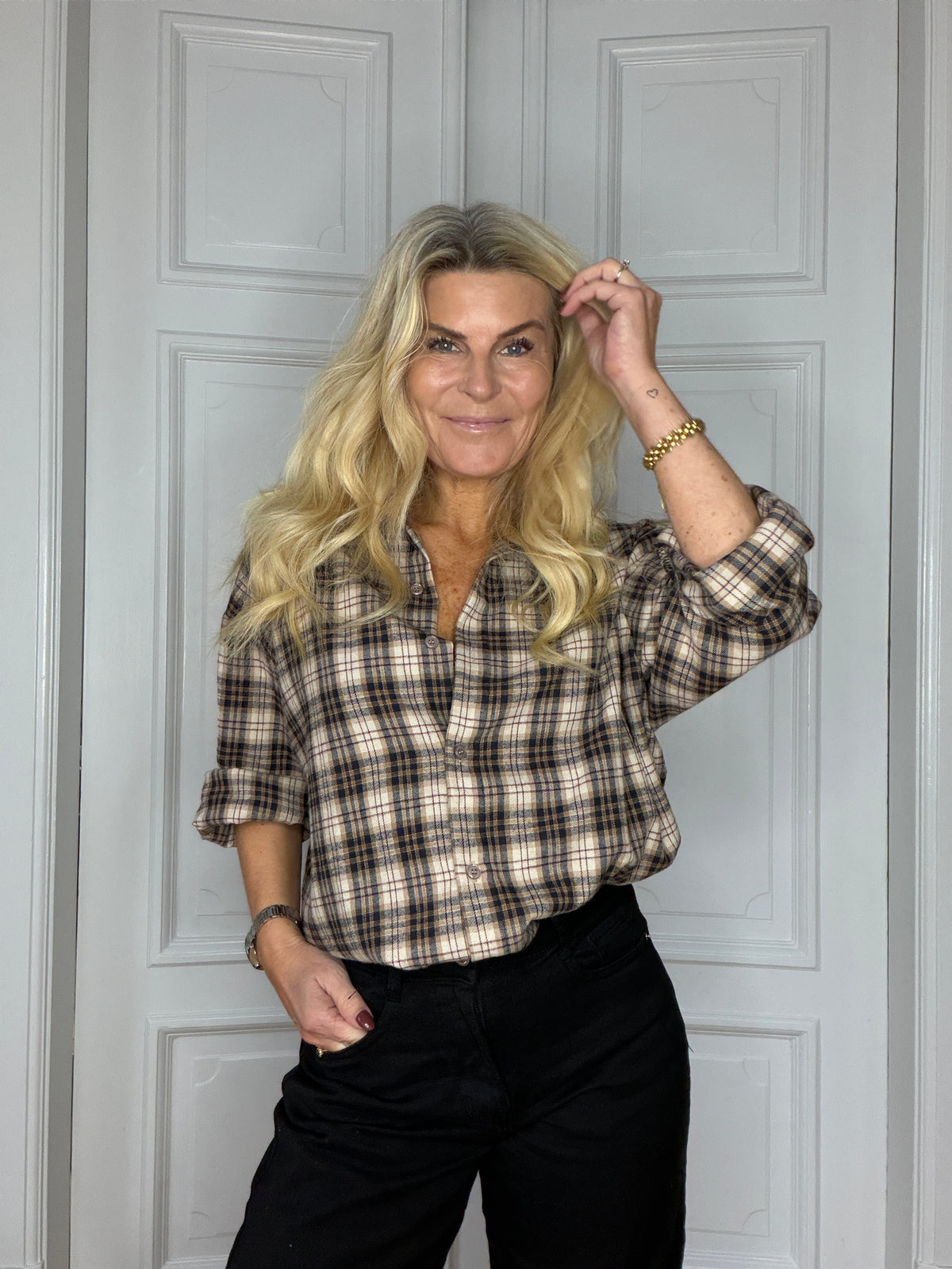 Sarah Shirt Navy/brown