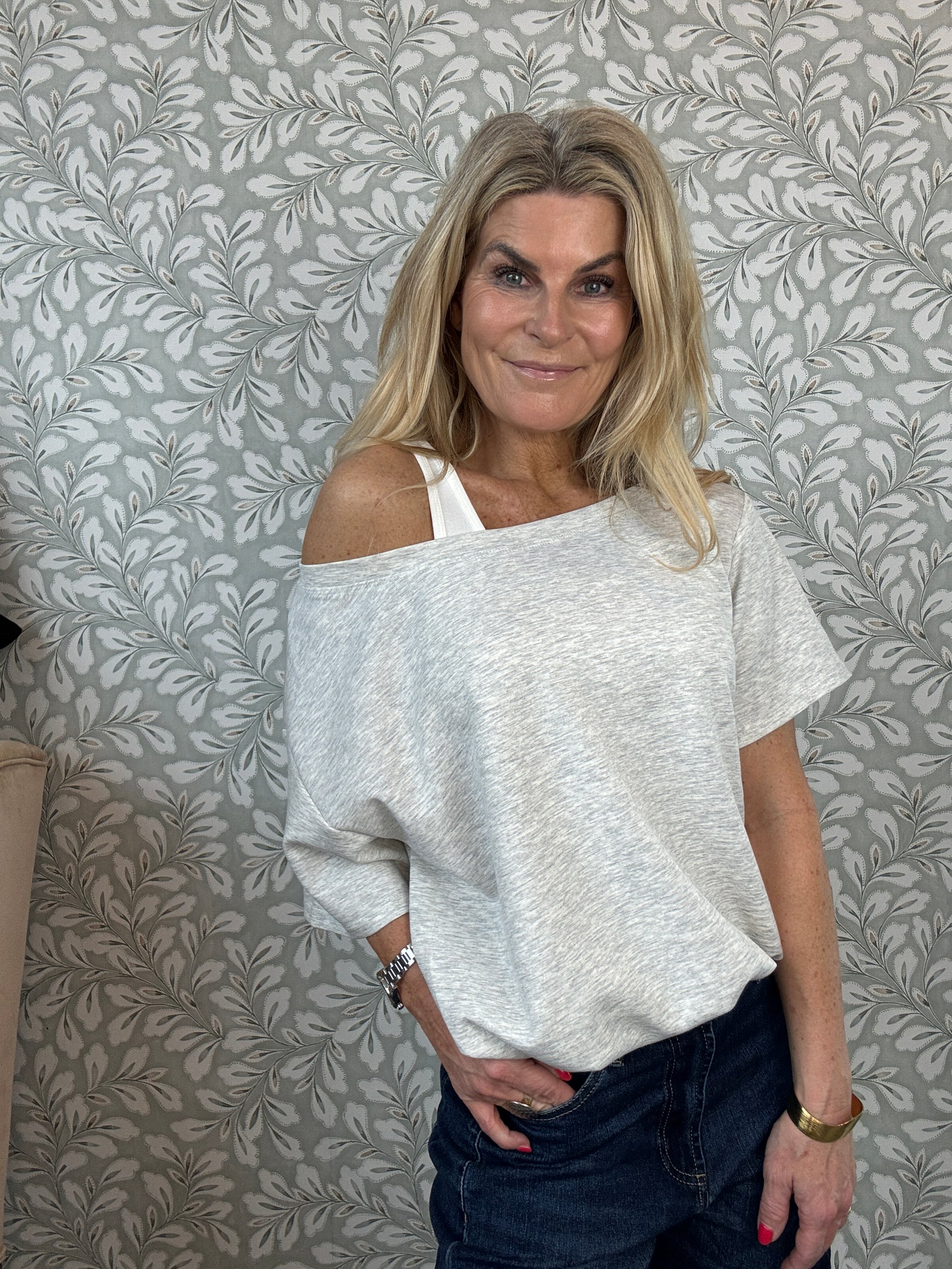 Boxy shirt with top Grey