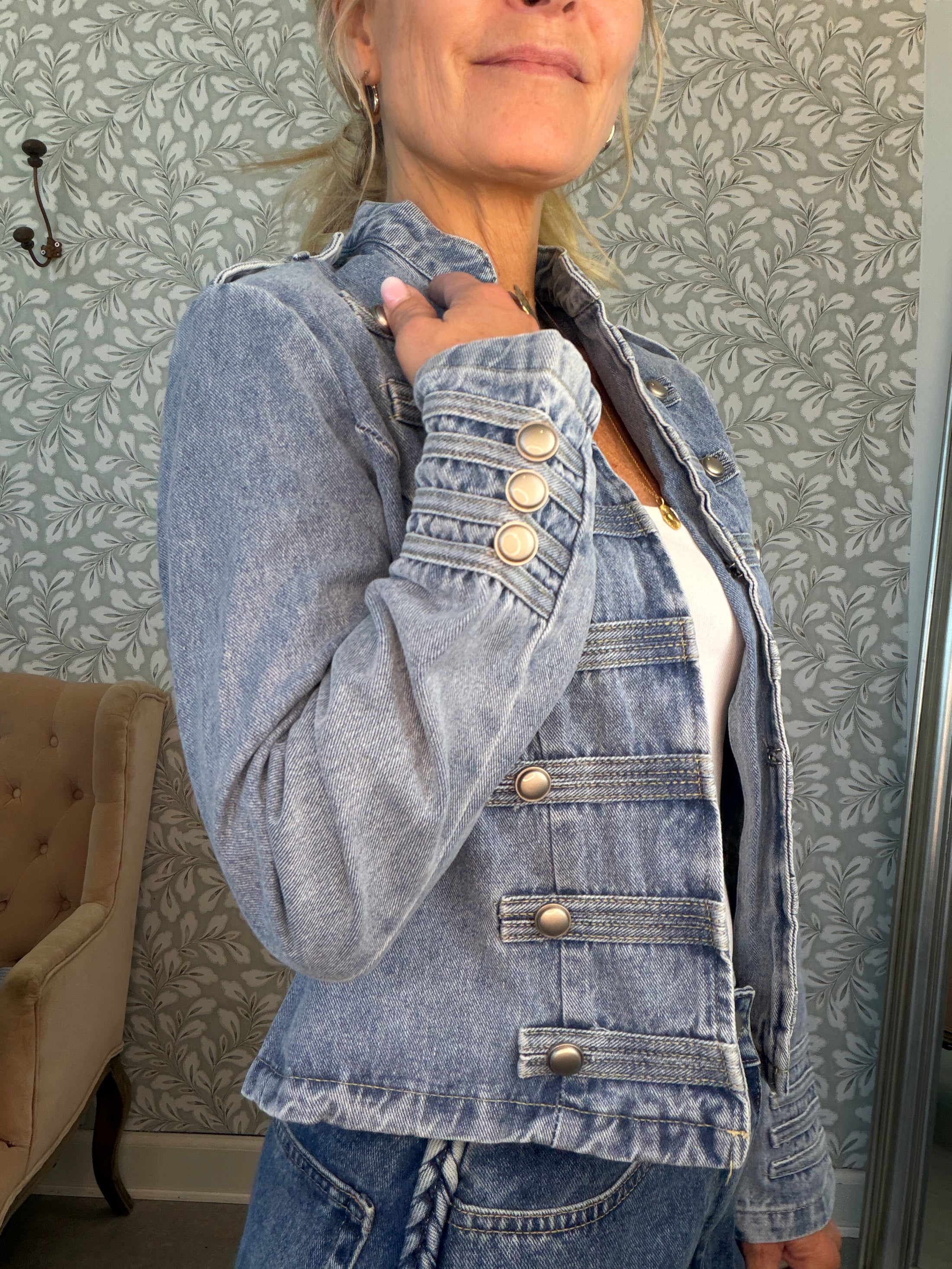 Denim milijakke short blue