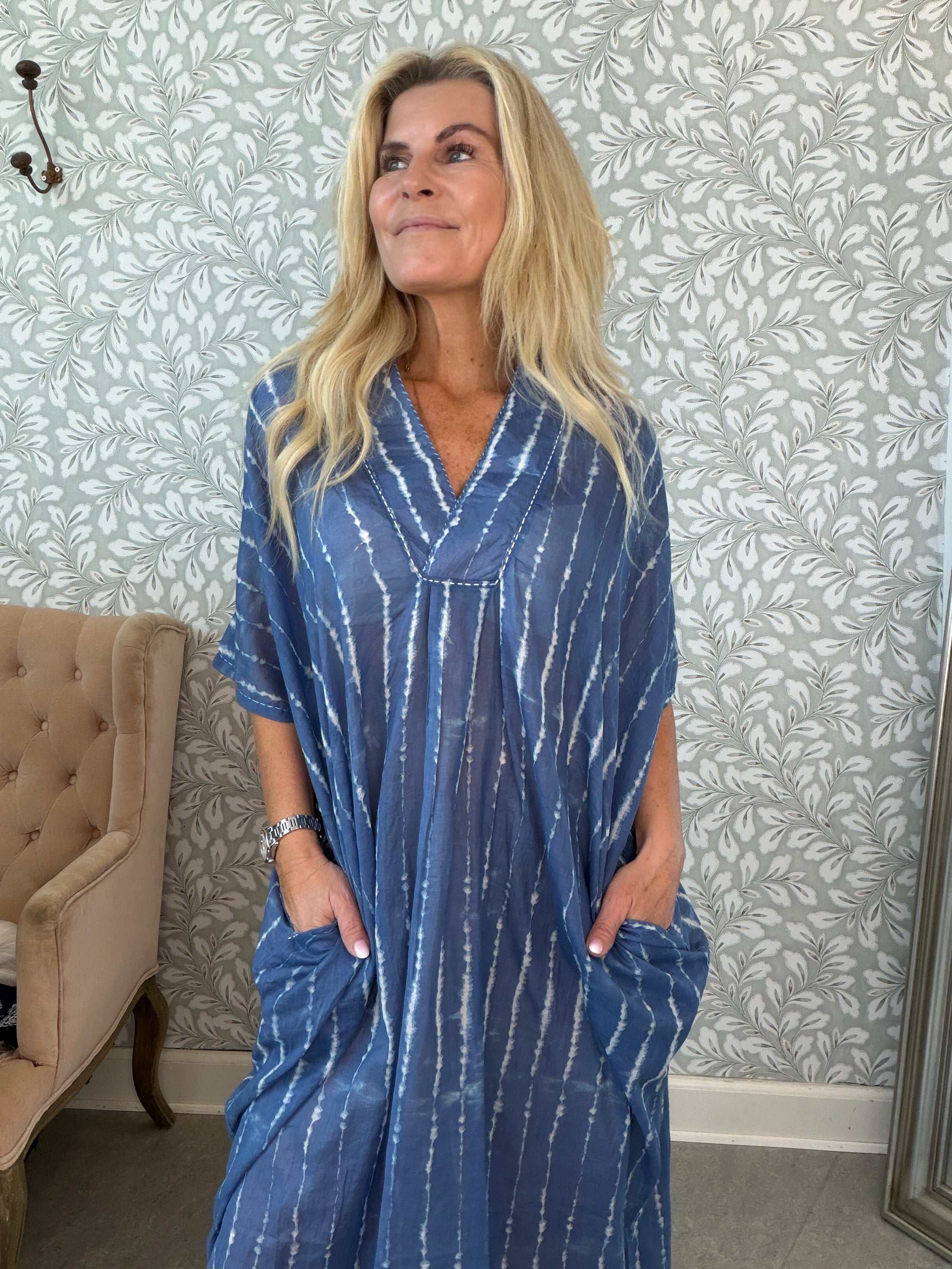 Dipdyed kaftandress blue