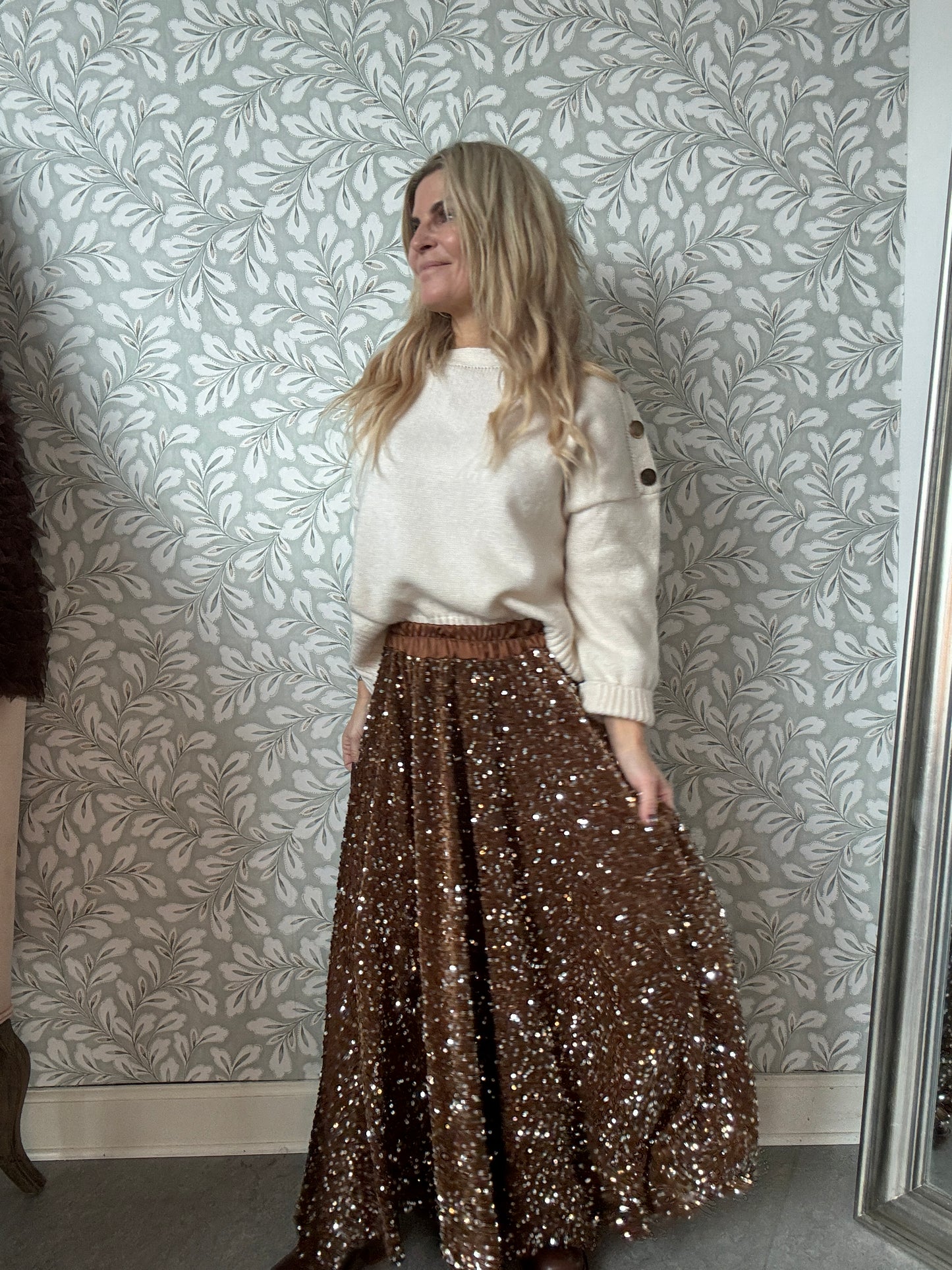 Sequins Skirt Latte