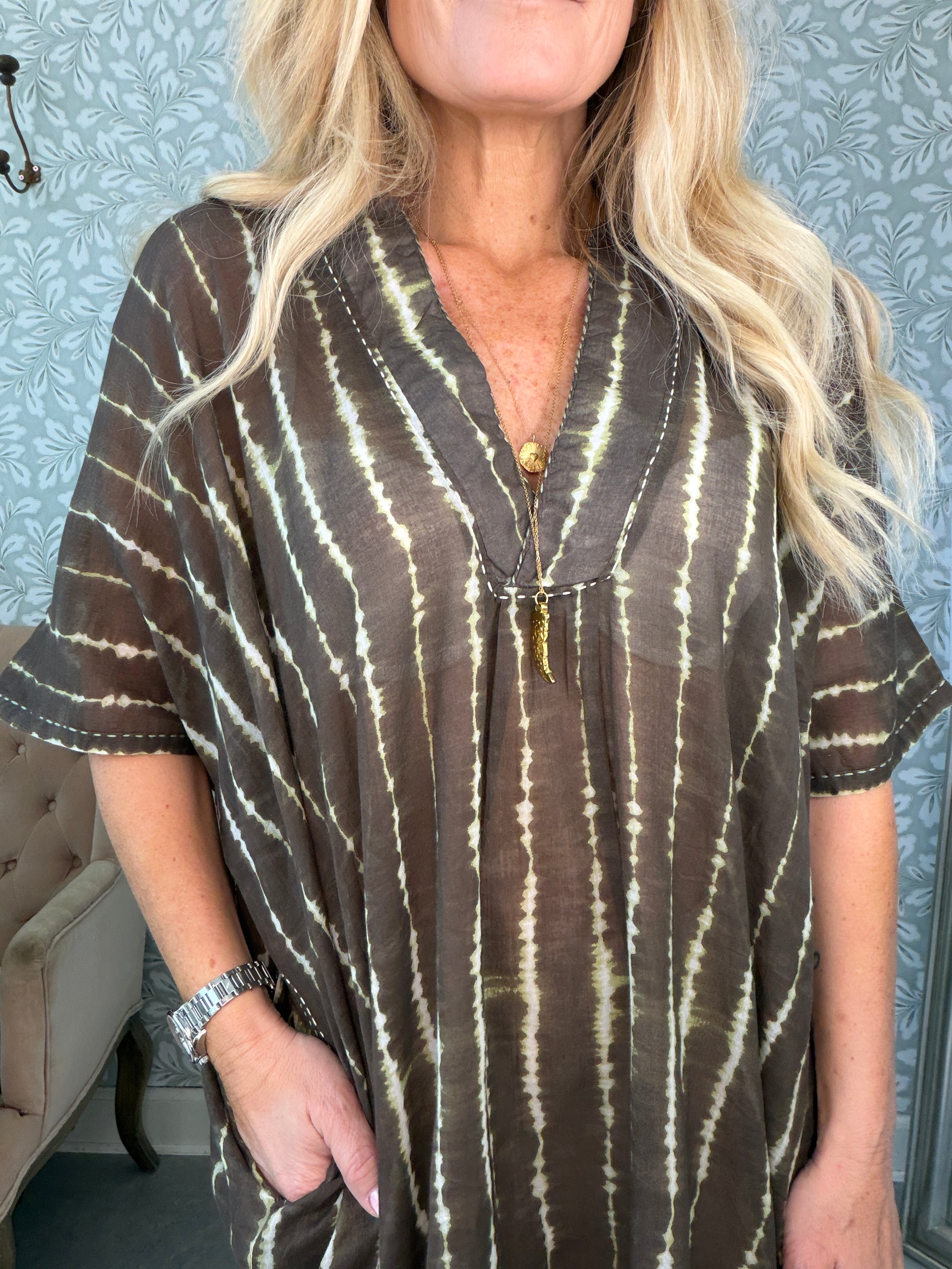 Dipdyed kaftandress mokka