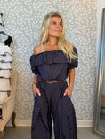 Load image into Gallery viewer, Laura top blue with Brown dots
