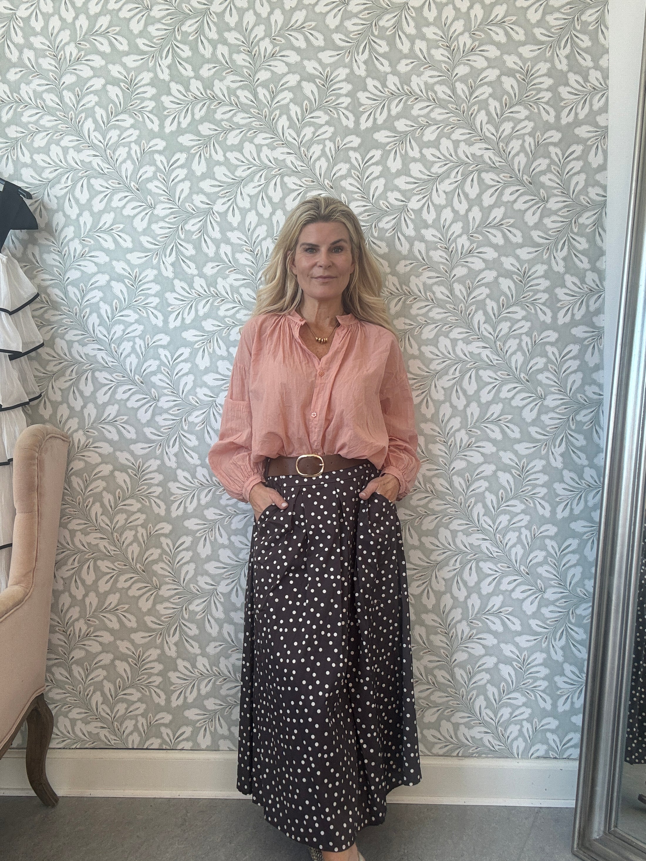 Dot Skirt Dark Brown