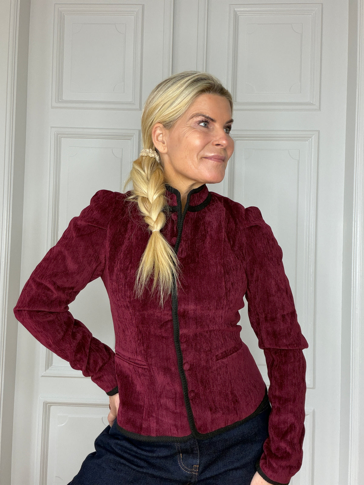 Velour jacket burgundy