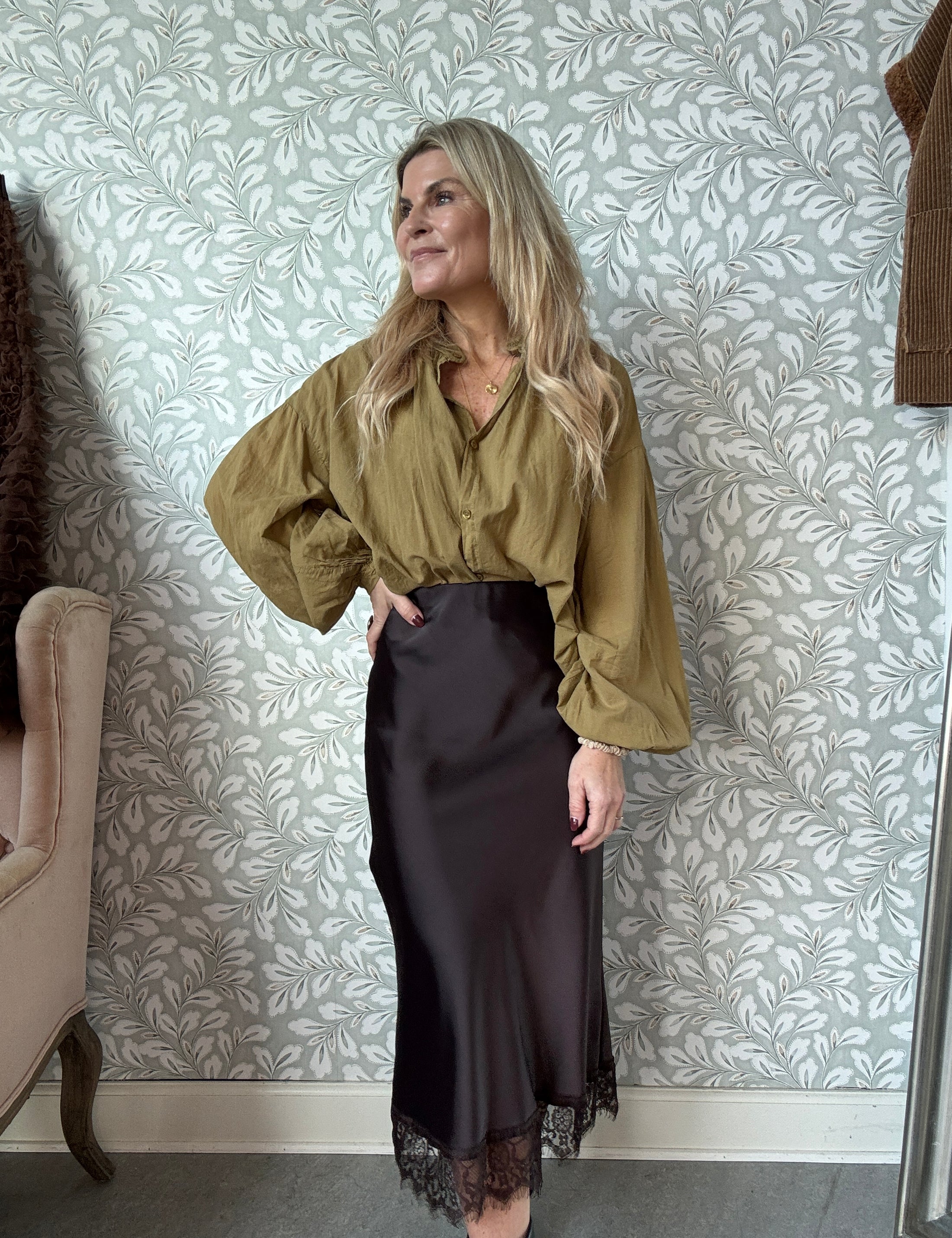 Satin Skirt Brown