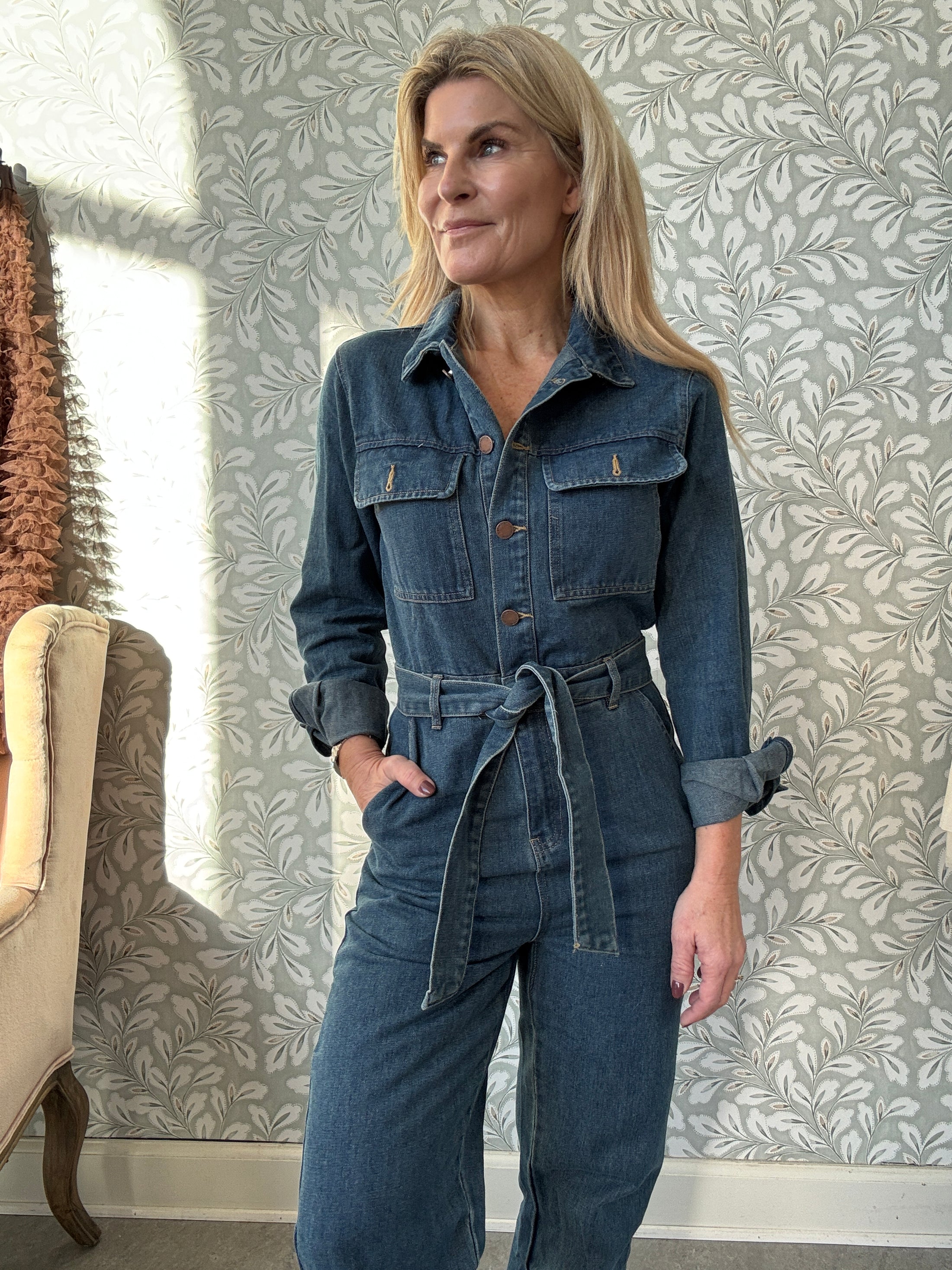 Retro denim jumpsuit
