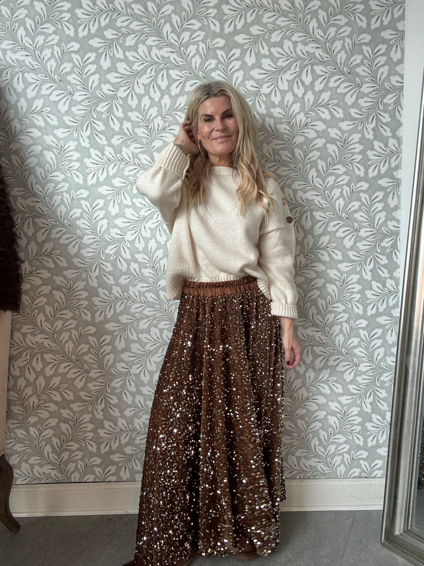 Sequins Skirt Latte