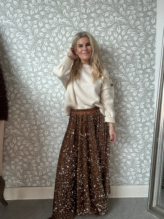 Sequins Skirt Latte