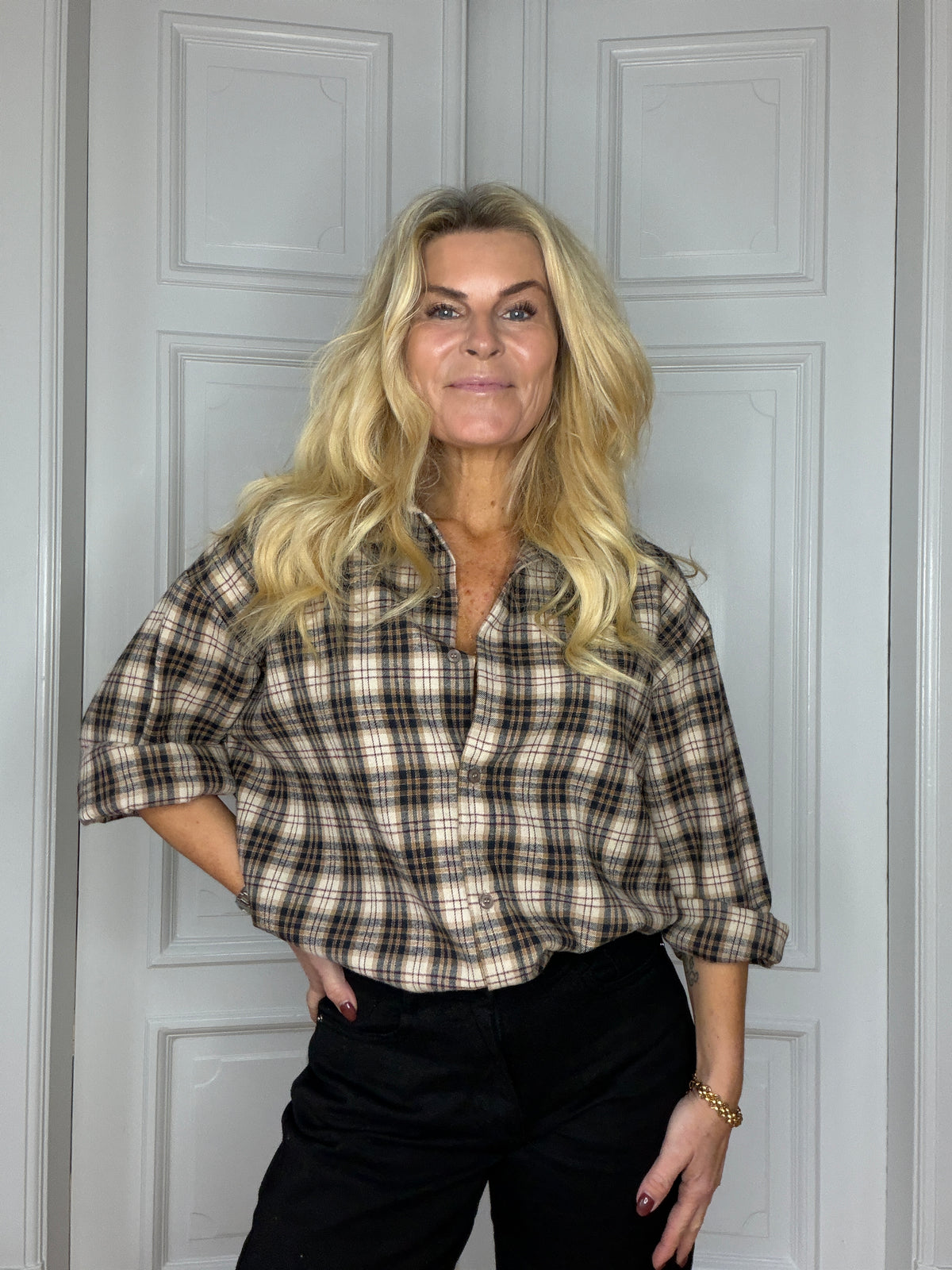 Sarah Shirt Navy/brown