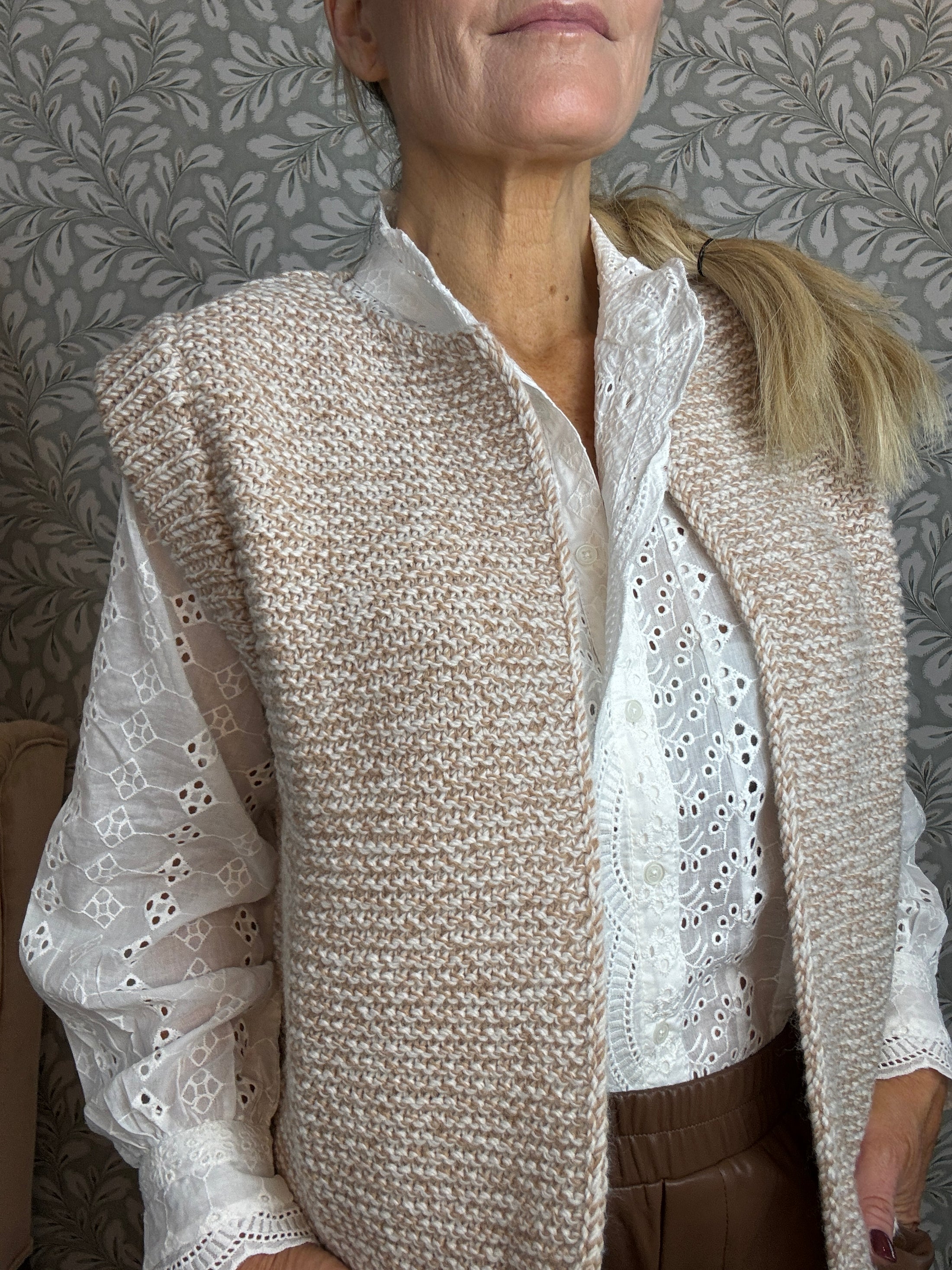 Knit vest beige/offwhite