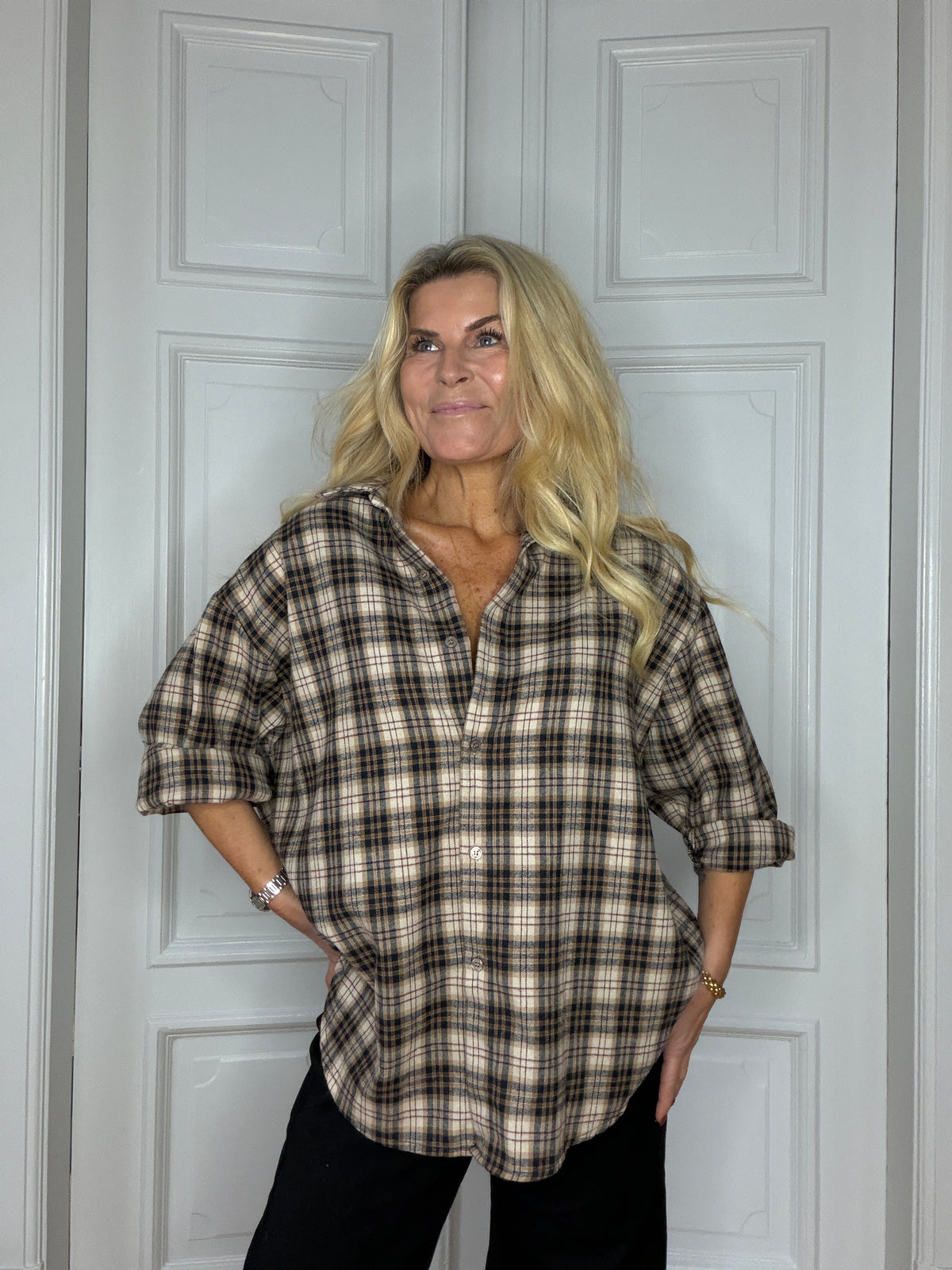 Sarah Shirt Navy/brown