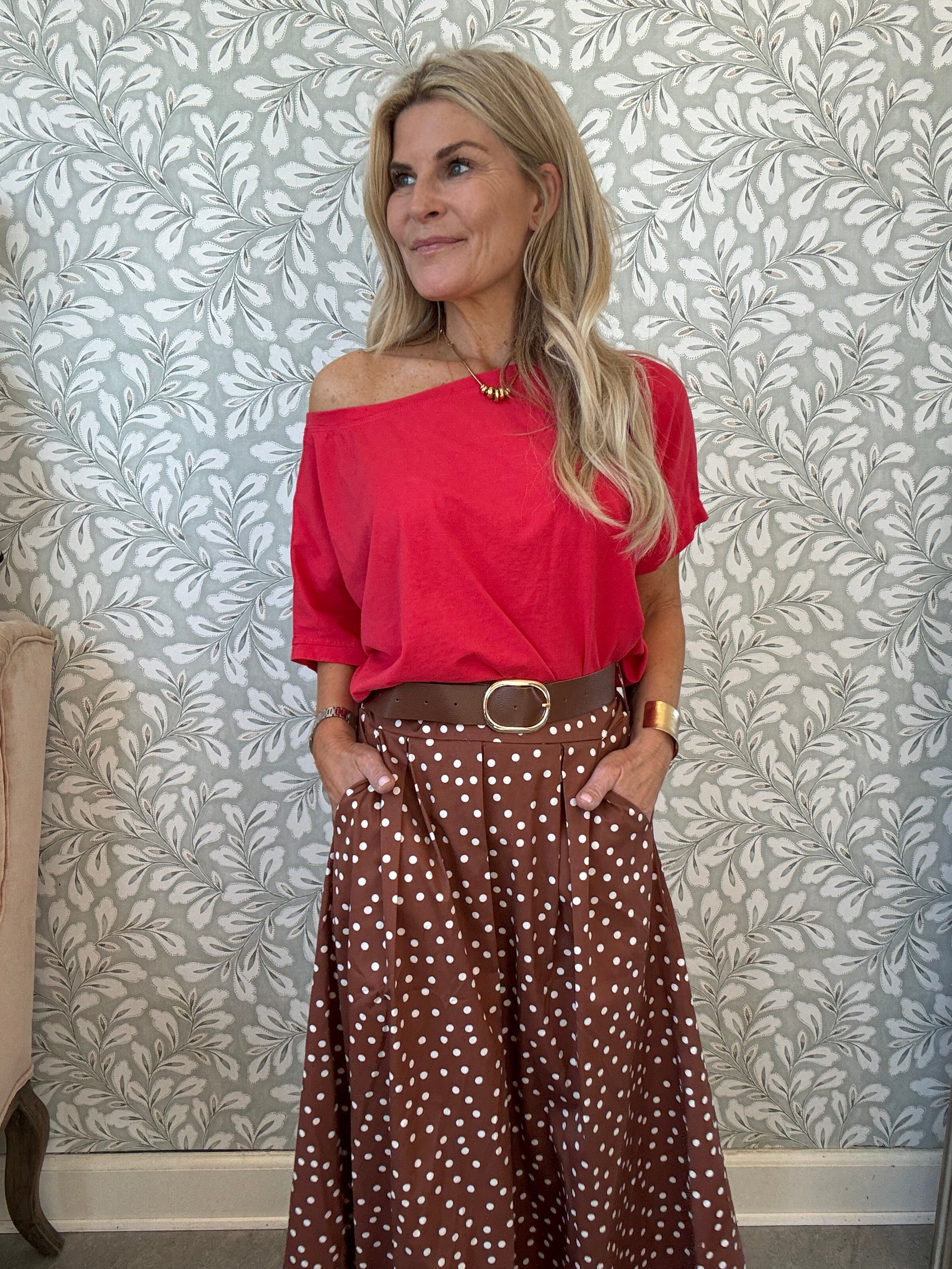 Dot Skirt Brown