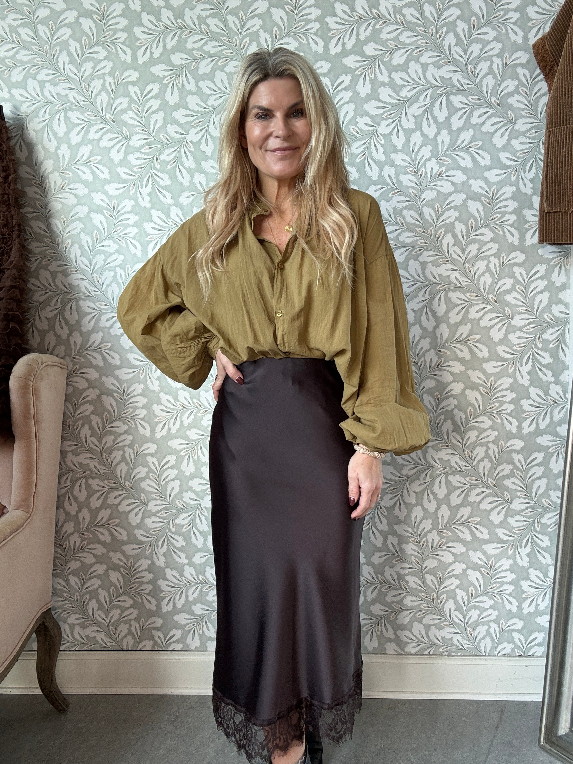 Satin Skirt Brown