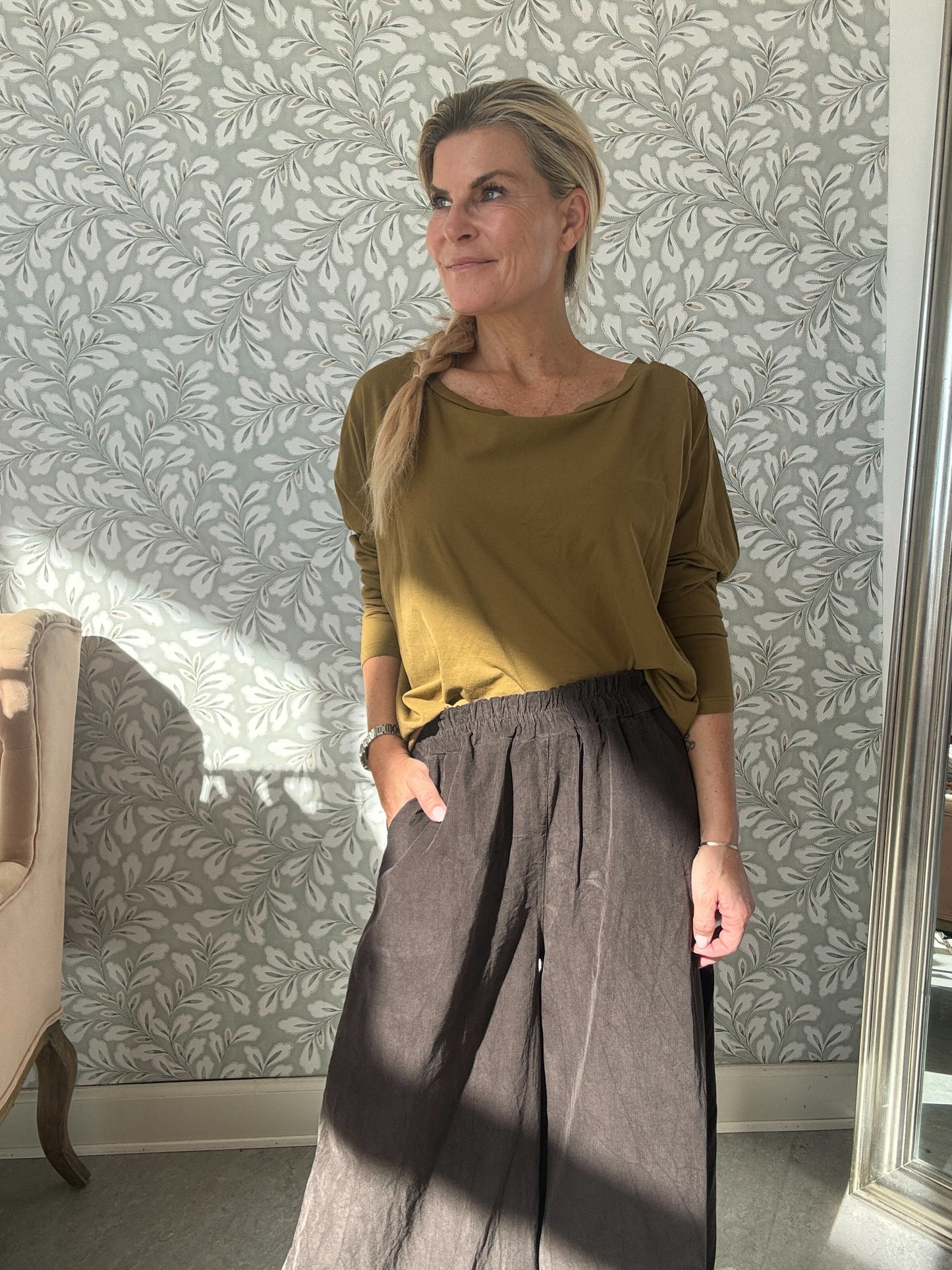 Velvet pants wide Brown