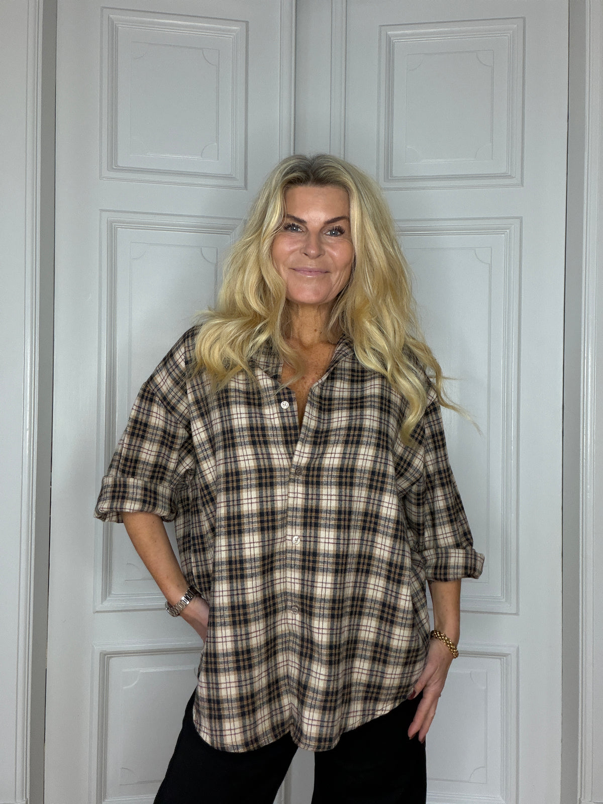 Sarah Shirt Navy/brown