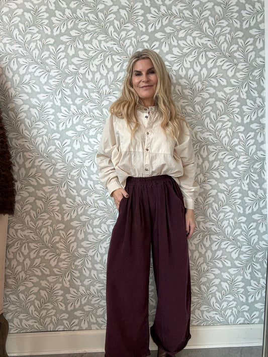 Velvet pants boxy Bordeaux