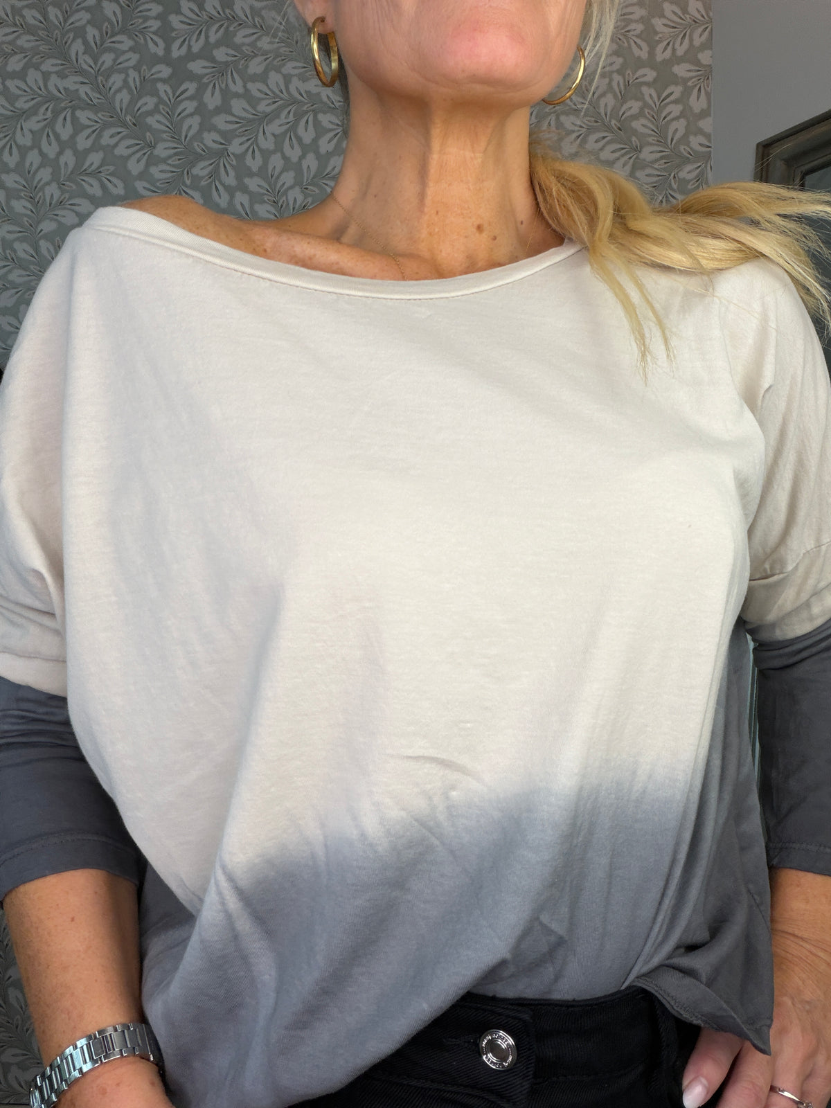 Basic tee dipdyed Offwhite/grey