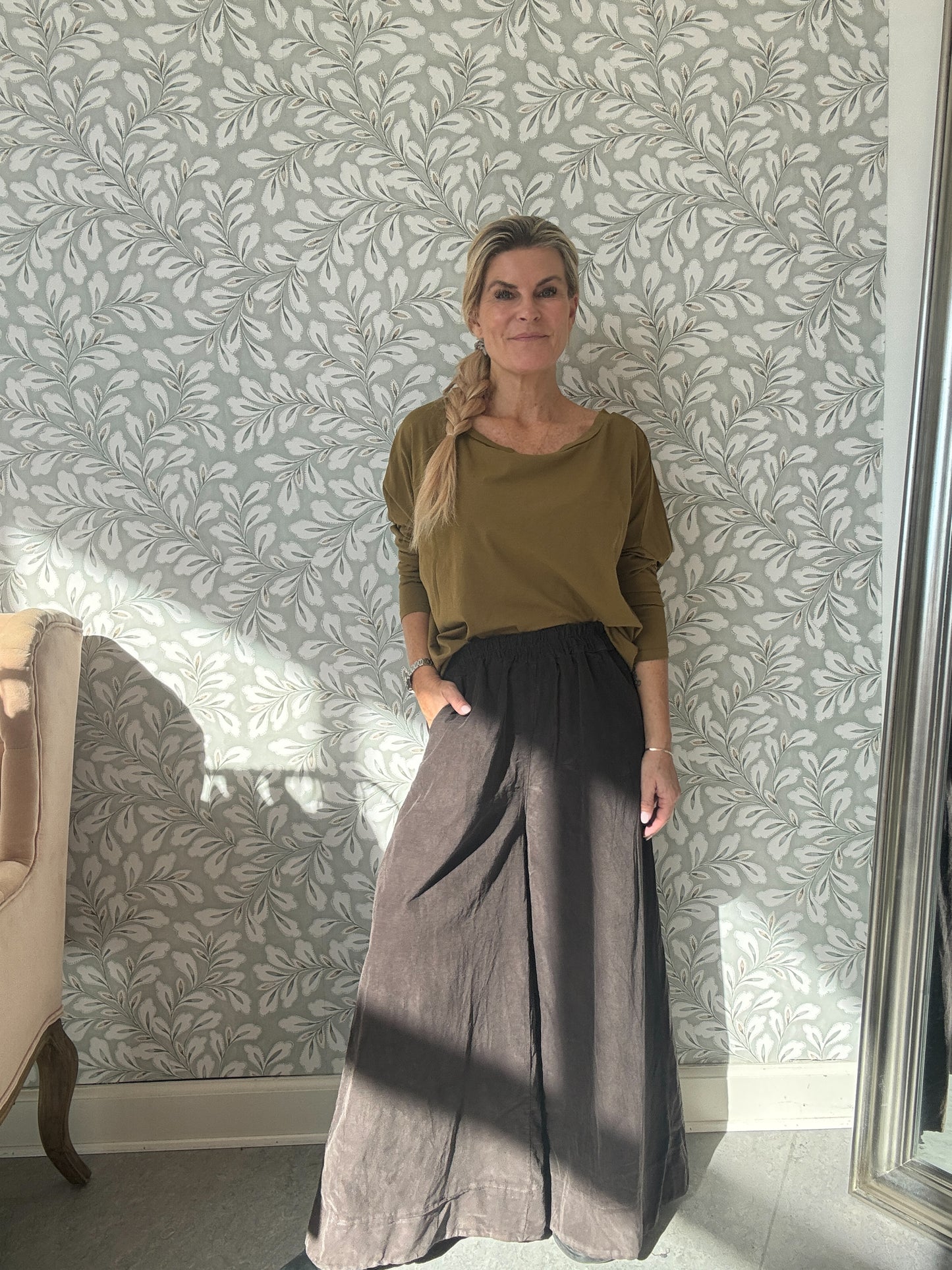 Velvet pants wide Brown