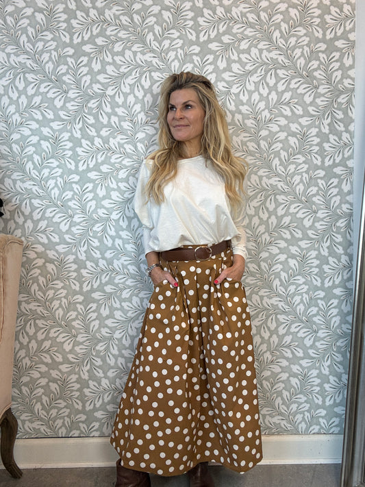 Dot Skirt Brown