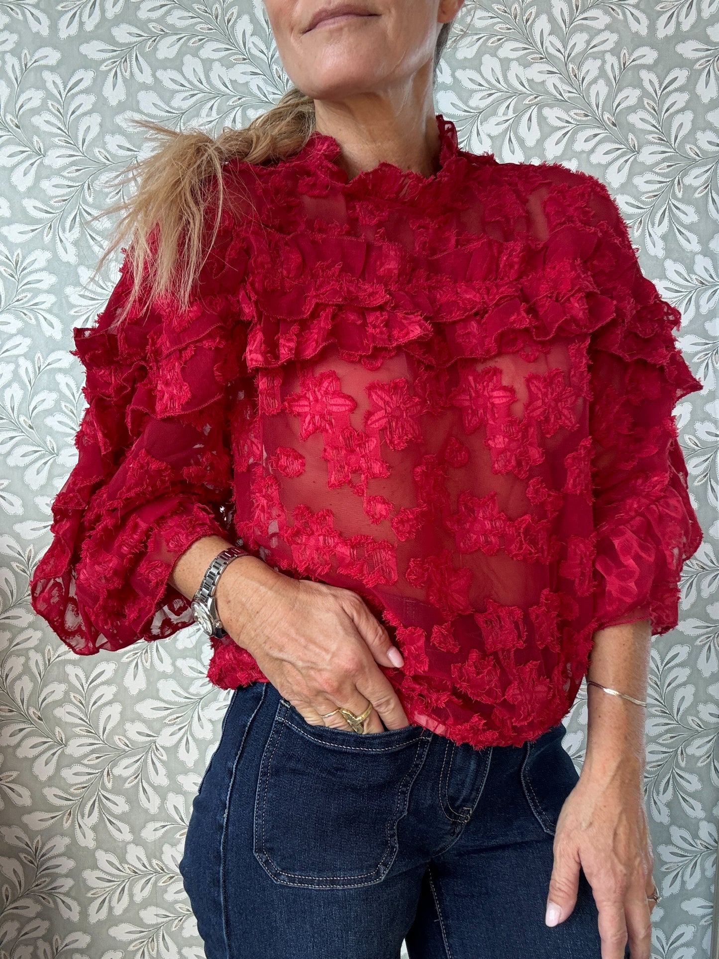 Lace Blouse Red