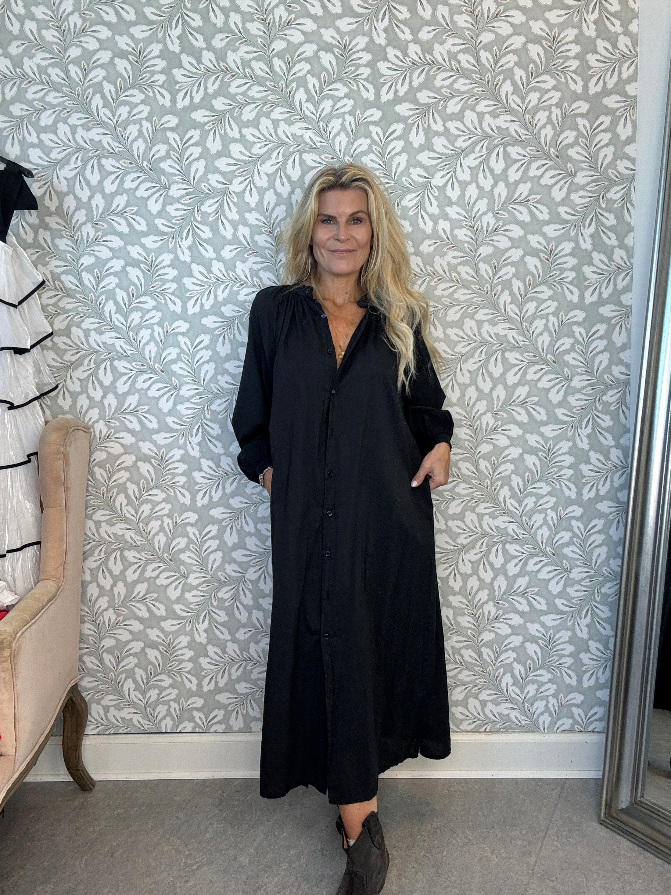 Boho kaftan shirtdress Black