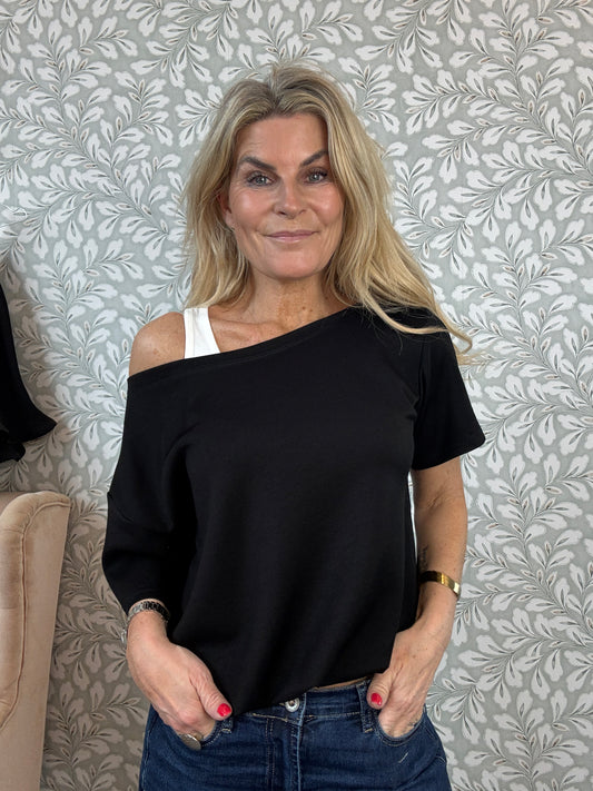 Boxy shirt with top Black