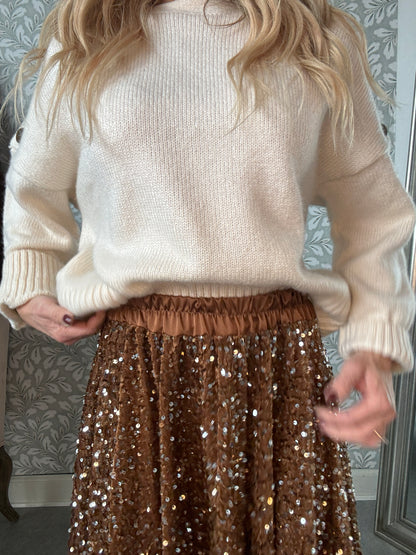 Sequins Skirt Latte
