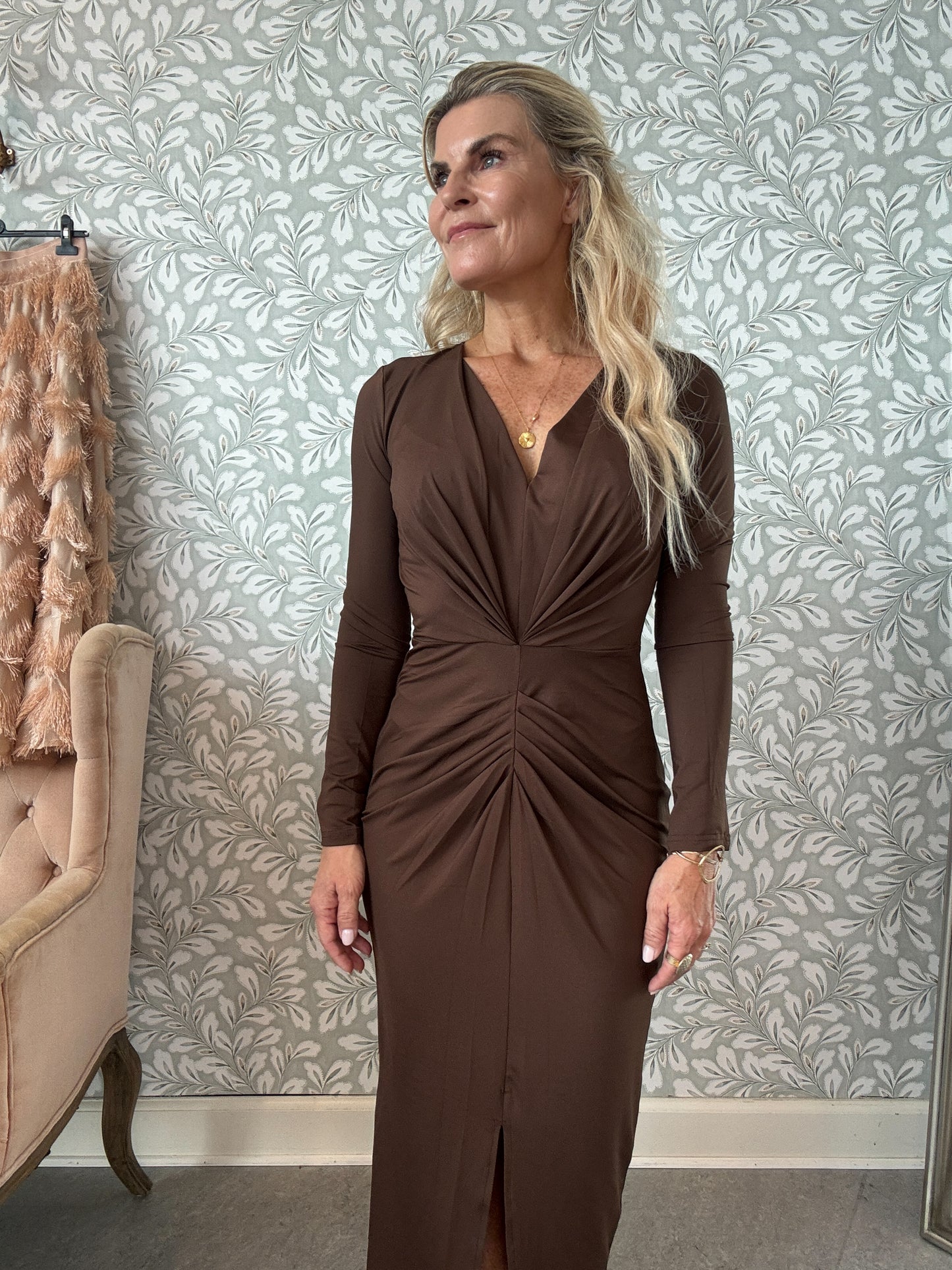 Draped dress Brown