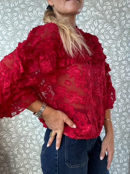 Lace Blouse Red