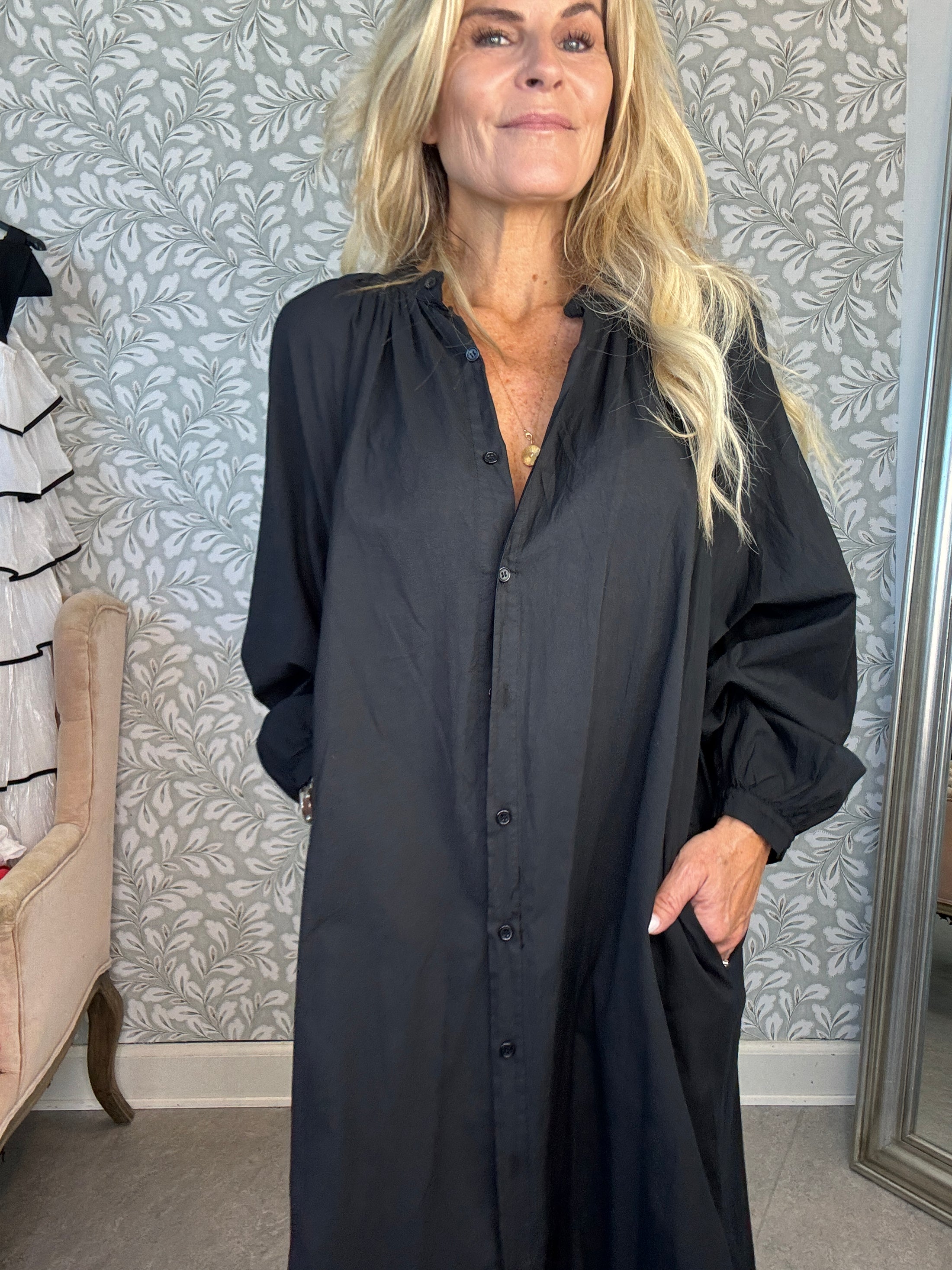 Boho kaftan shirtdress Black