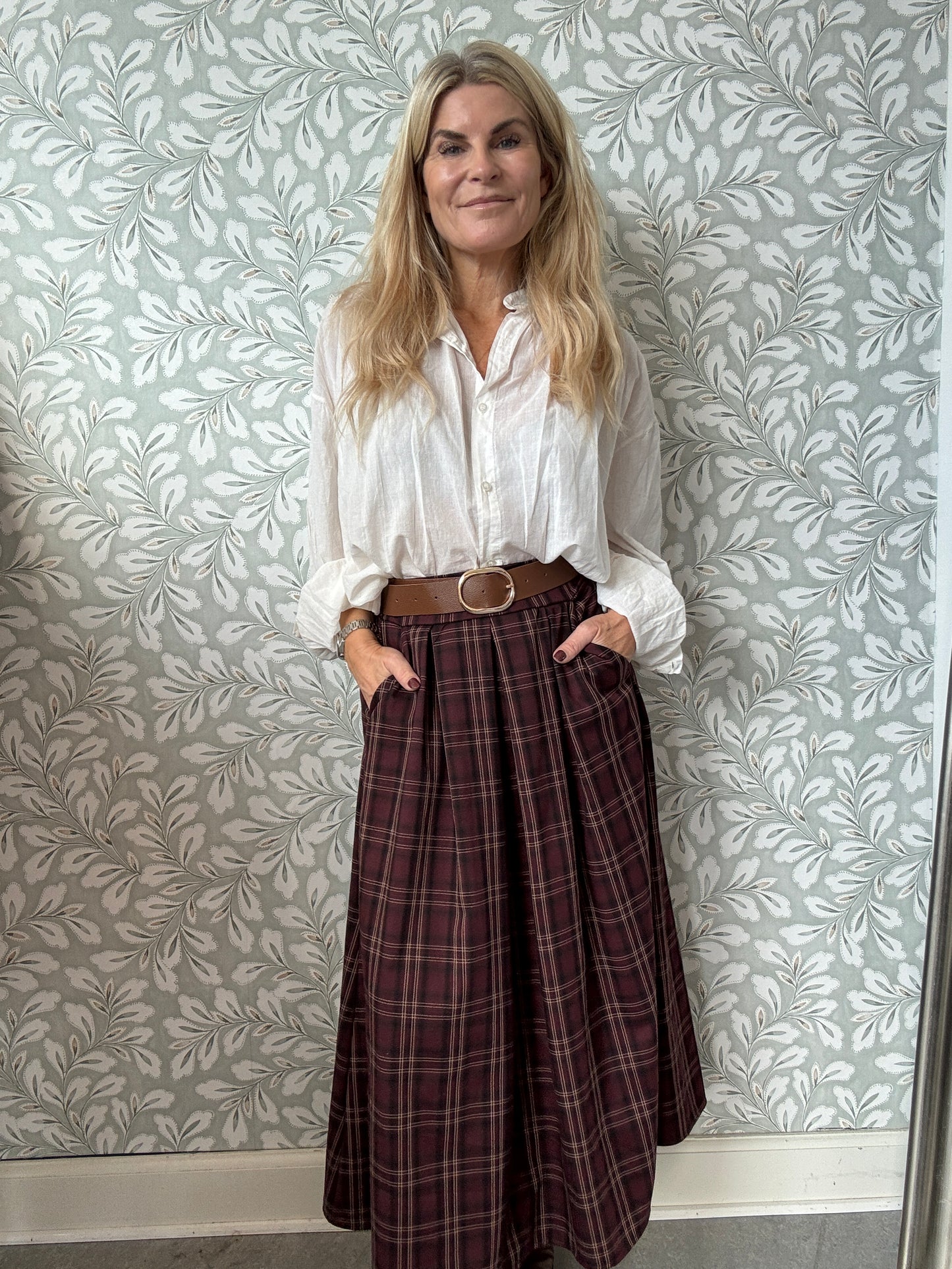 Chekered Skirt bordeaux